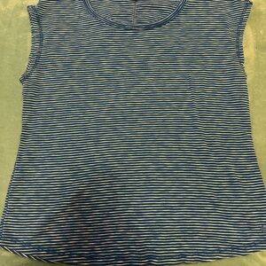 Striped Sleeveless Top - Blue and White